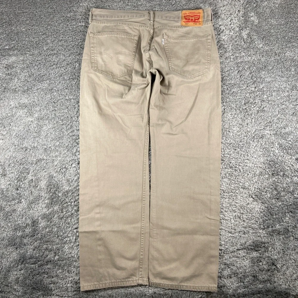 Levi's 505 Jeans Mens 38x30‎ Tan Khaki Denim Straight Leg Cotton Workwear Pants